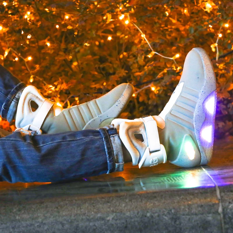 Adults USB Charging Led Luminous Shoes For Men's Fashion Light Up Casual Men back to the Future Glowing Sneakers Free shipping