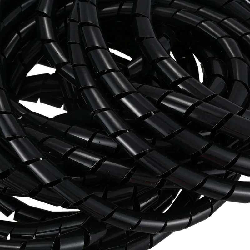 Black 8mm Outside Dia 12M Polyethylene Spiral Cable Wire Wrap Tube Promotion