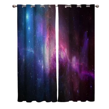 

Beautiful Starry Nebula Colorful Curtains Window Living Room Curtains Kitchen Indoor Window High Blackout Curtain