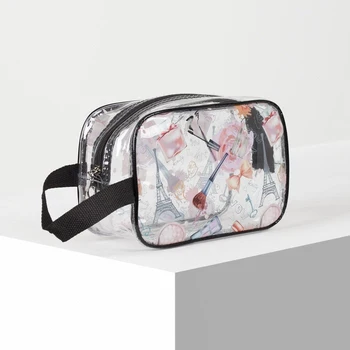

PVC cosmetic case, zipped compartment, transparent color