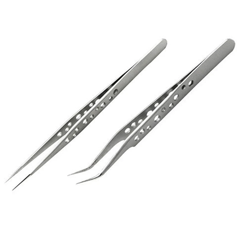 

Stainless Steel Anti-Static Eyelash Tweezers Tool Super Hard Eyelashes Long Braids Nails Rhinestone Jewelry Picking Pliers