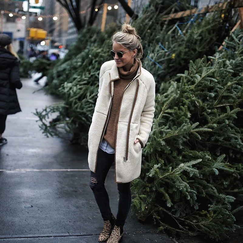 

Winter Women Coat Slim Cardigans Jacket Long Warm Outwears Pockets Female Sweaters Coat Plush coat Thick Jackets