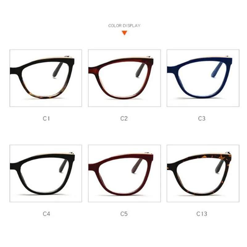 Diopter 0 -0.5 -0.75 -1.0 -1.5 -2.0 -3.0 To -8.0 Myopia Glasses Anti Blue Light Cat Eye Big Frame Prescription Eyewear 3