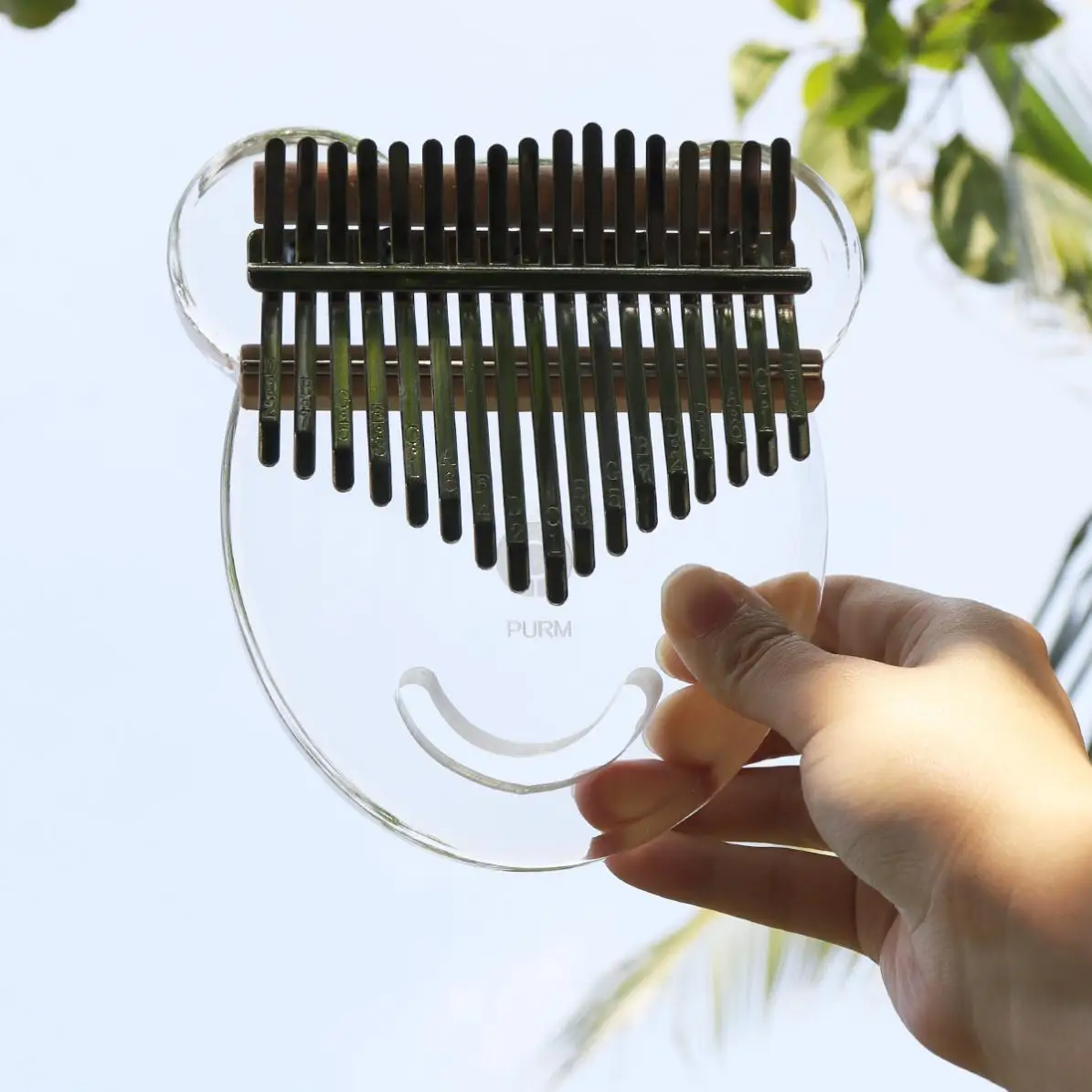 

17 Key Simulation Crystal Transparent Bear Face Shape Thumb Piano Kalimba Mbira with Tuning Hammer Thumb Piano