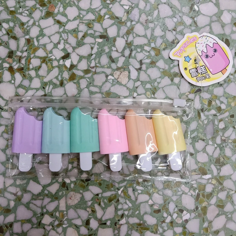 Highlighter Pen 6 Pieces Cute Kawaii Iscream Ice Cream Color, Highlighter Marker, highlighter marker,highlighter pen