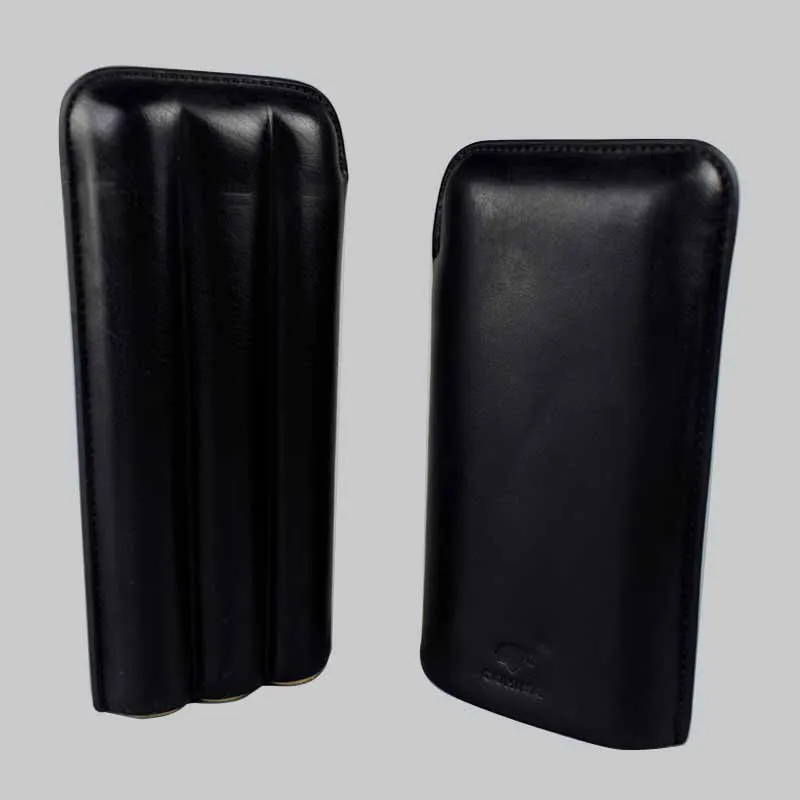 COHIBA гаджеты черный цвет кожаный чехол для сигар с хьюмидором может держать 3 сигареты