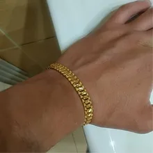 18 см Для мужчин s Wo Для мужчин s Золото Винтаж браслеты на запястье в виде Медь пластичного материала Майами звено цепи Браслеты хип-хоп, панк украшения для W Для мужчин