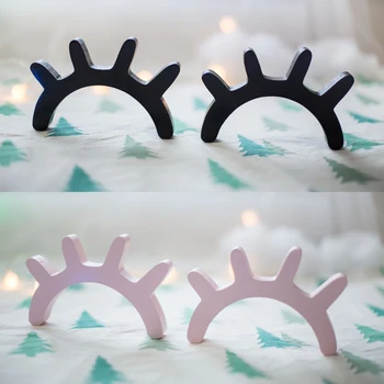 

1 Pair 3D DIY Eyelash Wood Nordic Style Wall Stickers Eye Lash Wall Stick Selfadhesive Background Decor Children Kids Room Decor