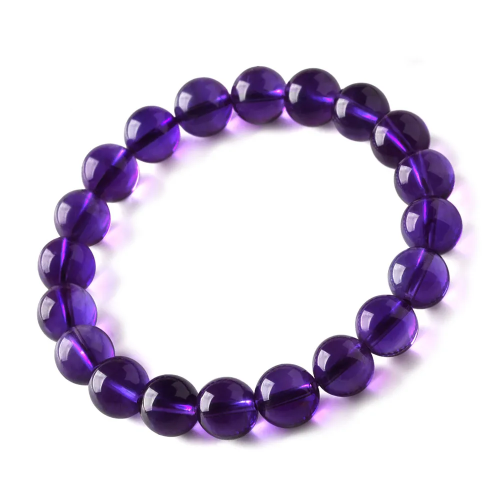 

6-14mm Natural Purple Amethyst Quartz Bracelet for Women Men Love Gift Crystal Stretch Gemstone Round Beads Bracelet AAAAA