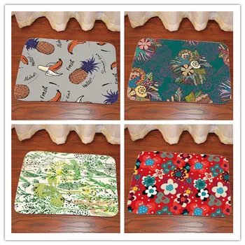 

40*60cm Flower Tree Bird Pattern Entrance Anti-Slip Suede Carpet Door mat doormat Outdoor Kitchen Living room Floor Mat Rug