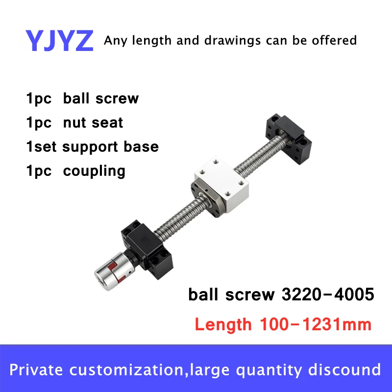 US $142.49 Direct Selling Customized Processing Of High Precision Ball Screw Screw Set 3220 3232 4005 1101231mm More Choices Of Nut