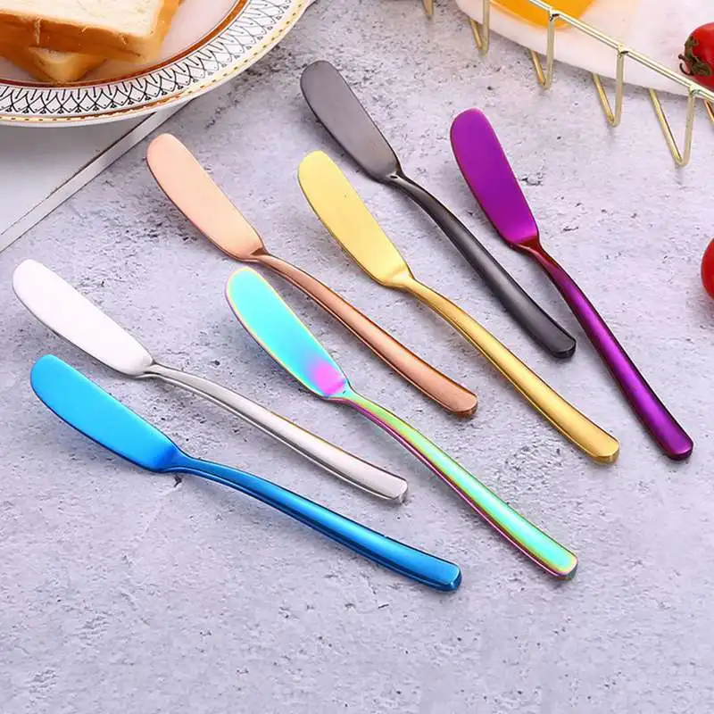 Silver 304 stainless steel western smudge cheese knife bread jam knife grind cheese butter knife western tableware