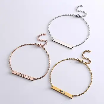 

AurolaCo Fashion Trend Custom Name Bracelet Personality New Handmade Jewelry Stainless Steel Lettering Bracelet Holiday Gift