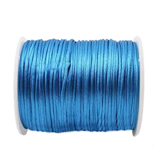 Bite Bites 1pc Satin Silk Rope Nylon Cord Colorful 1mm 80m Baby Teether Accessories Teething Necklace Rattail Cord DIY Tool Toys Blue Rope