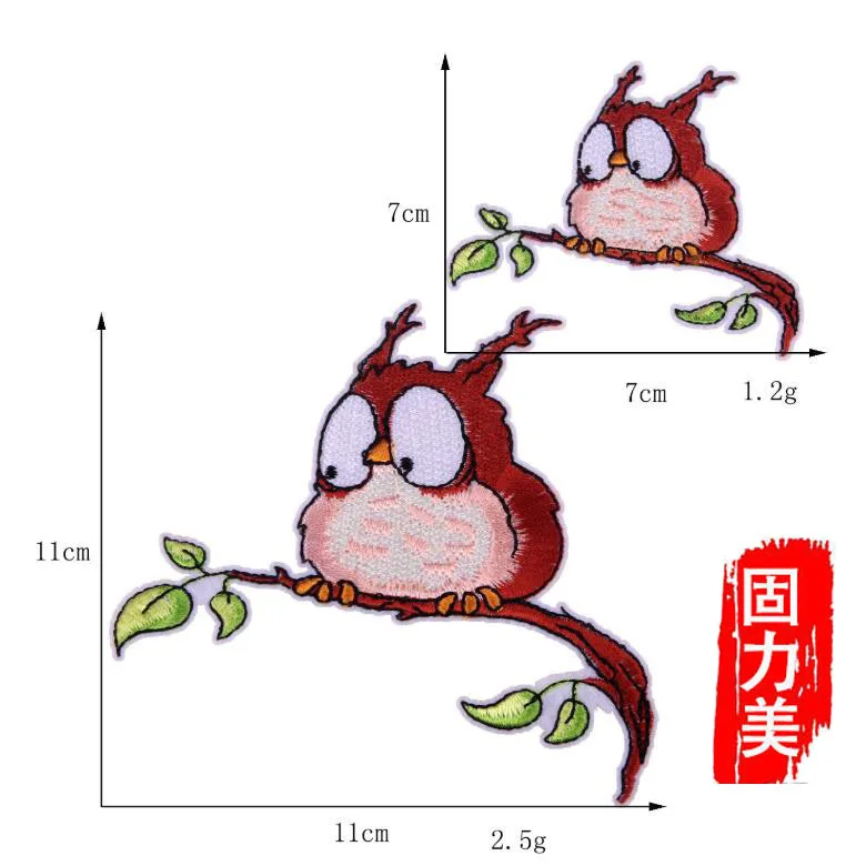 6 шт мультфильм милая сова веревка для птицы на ветке крепится на патч - Цвет: big 3pc small 3pc
