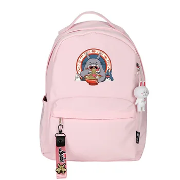 

Totoro Eat Lamian Print Women Small Backpack Cartoon Bookbag Nylon School Bags Bookbag Waterproof Travel Bagpack Laptop Rugzak