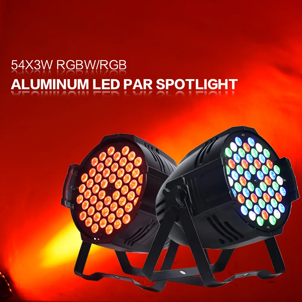 2 шт. алюминиевый 54*3 Вт RGBW Led Par Светильник 54x3 RGB 3in1 DMX сценический светильник 18x15