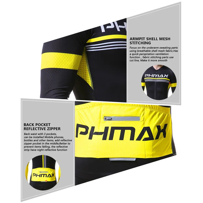 PHMAX Pro Мужская велосипедная Джерси быстросохнущая велосипедная Одежда MTB велосипедная спортивная одежда Дышащая MTB Одежда для езды на велосипеде