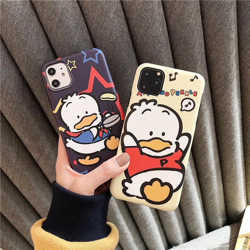 

JAMULAR Cute Cartoon Duck Couple Case For iPhone XS MAX 11 Pro X XR 7 8 6s 6 Plus Animal Pattern Soft IMD Phone Cover Slim Coque