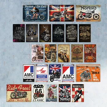 

Motorcycle Metal Signs Plaque Metal Vintage Retro Tin Sign Wall Decor for Garage Bar Pub Man Cave Iron Painting Decorative Plate