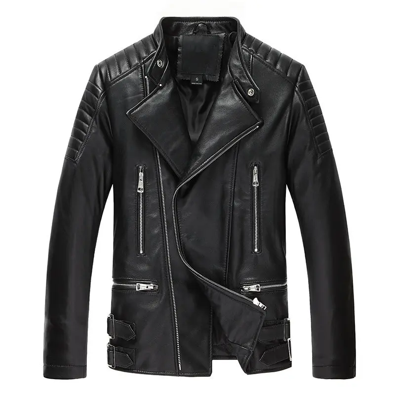 

Genuine Leather Jacket Men Real Sheepskin Leather Bomber Jackets Spring Autumn Motocycle Plus Size 19-823 MF612