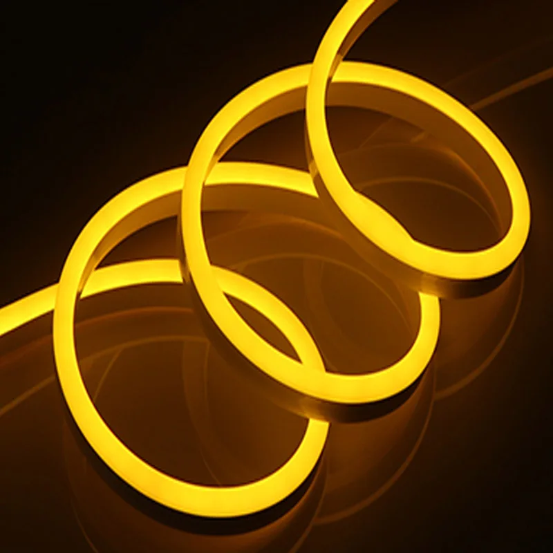 Yellow 6 мм узкие Неон светильник 12V Светодиодные ленты SMD 2835 120 светодиодный s/М гибкий led Rope трубки Водонепроницаемый набор «сделай сам» для рождественских праздников украшения светильник - Испускаемый цвет: Yellow