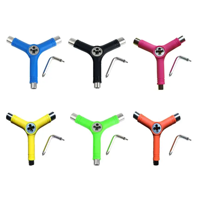 

Universal All-in-One Roller Skate Wrench Skateboard Repair Y Shape Tool Portable Multifunctional Accessory with L Wrench