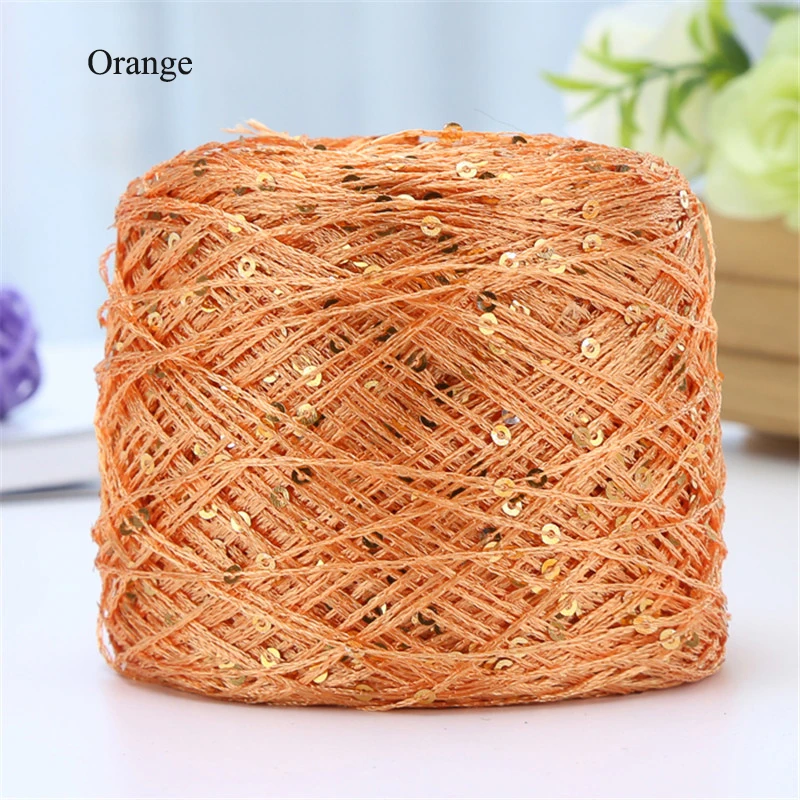 2pcs(200g) Fashion Summer Ice Silk Line Feature Sequins Line Yarn Diy Hand-knitted Wool Thread Sweater Scarft Hats Accessories - Цвет: Orange