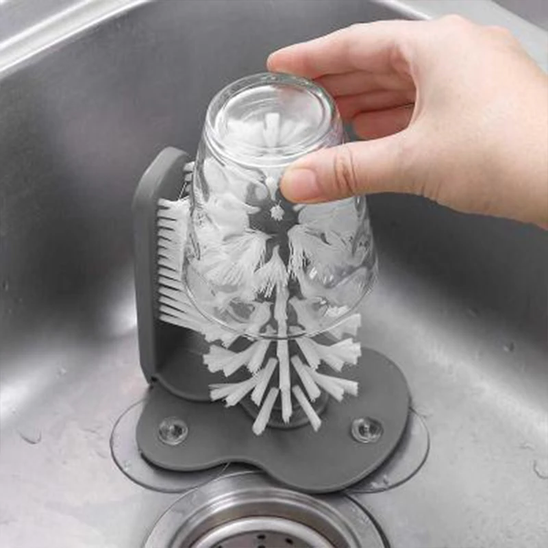 Cup Scrubber Glass Cleaner Bottles Brush Sink Kitchen Accessories 2 in