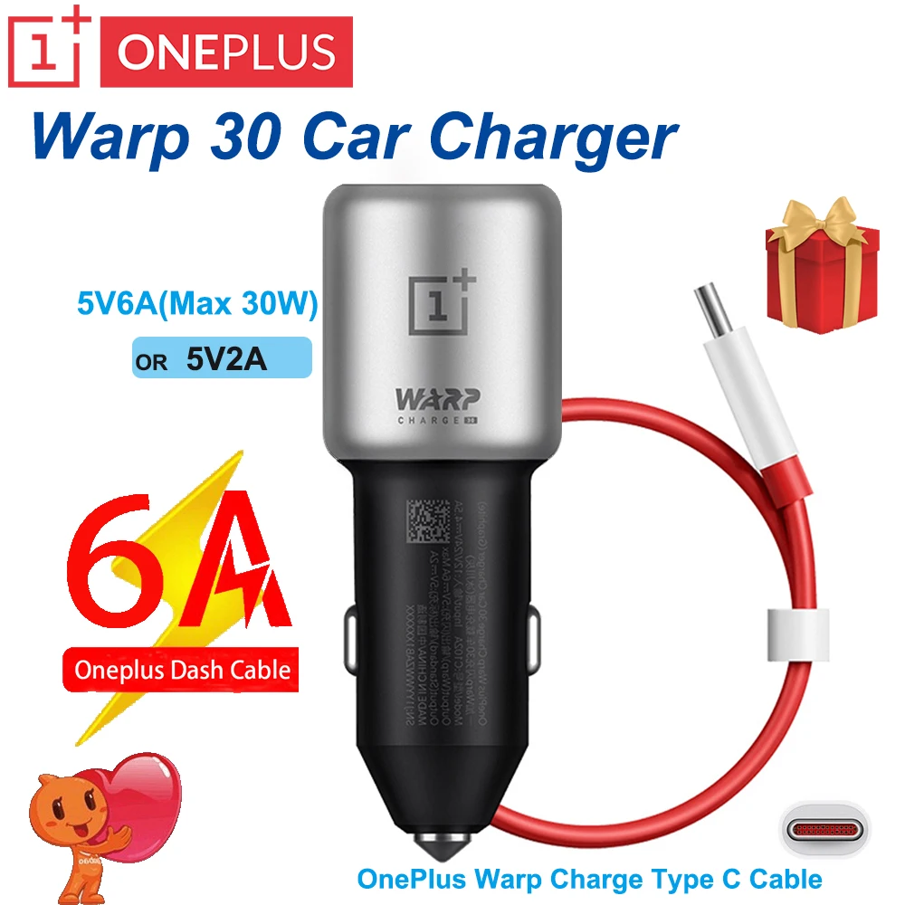 Оригинальное автомобильное зарядное устройство OnePlus Warp 30 C102A вход 12V24V/4.5A выход 5V6A(макс.) или 5V2A Warp 30 Вт автомобильное зарядное устройство OnePlus 7 7T Pro
