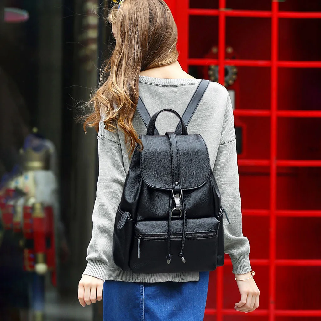 Модный черный рюкзак mochila mujer, женская сумка для колледжа, рюкзак для путешествий, повседневный рюкзак с верхним слоем, сумка из воловьей кожи, placak# C7