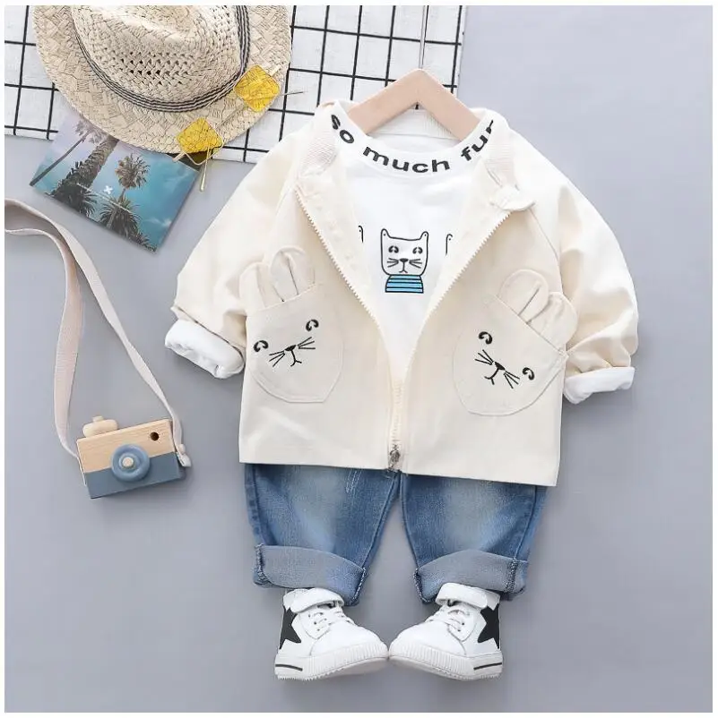 Autumn Baby Boys Clothing Sets Toddler Infant Clothes Suits Cartoon Coat T Shirt Pants Children Kids Costume Suit