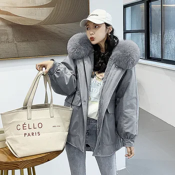 

Winter Coat Women Rex Rabbit Fur Coat Women Clothes 2020 Raccoon Fur Collar Real Fur Parka Manteau Femme BL-1918 YY1064