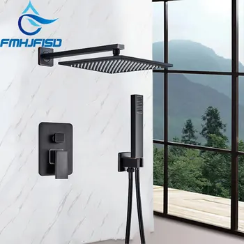 

Shower Faucets 8/10/12/16 Inch Bathroom Wall Mounted 2 Ways Rainfall Shower Head Dual Mixer Valve Bath Shower Set