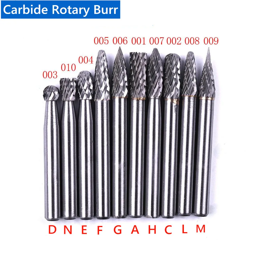 6PCS Tungsten Carbide Burr 40mm Rotary Cutter Files Set Engraving Tool CF 