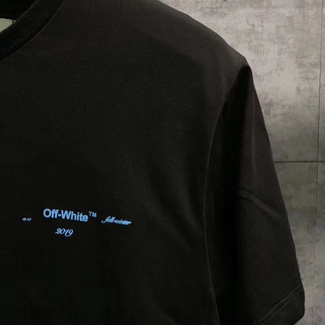 

Europe And America High Quality Popular Brand Ow 19ss Spring And Summer-Color Printing Stereo Logo Short Sleeve T-shirt