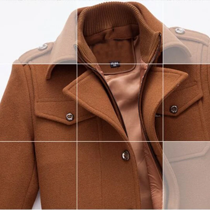 Reviews 2020 Woolen Coat Men Winter Windbreaker Long Thick Wool Jackets Man lapel Slim Single Breasted With Vest Woolen Coats S-4XL