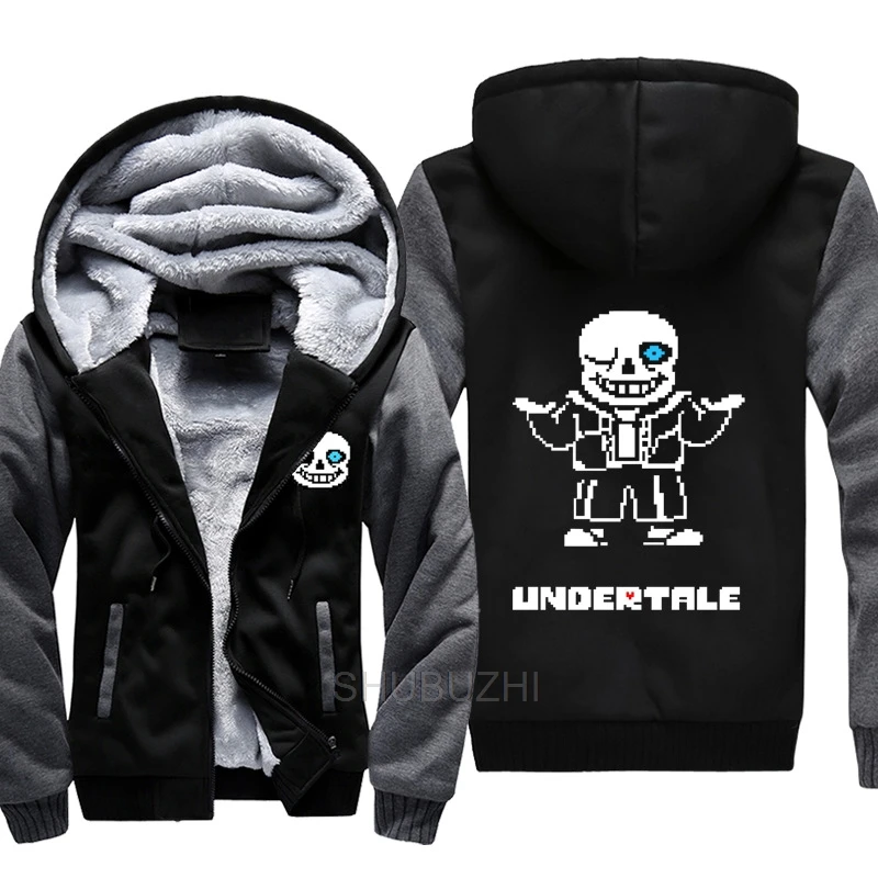 Новое поступление толстовки для мужчин Undertale Sans пальто на молнии зимняя флисовая