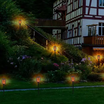 

Lawn Light Solar Powered IP65 Torch Lamp Waterproof Garden Pathways Household Accessory Luminous Flame Lights Lighting Fixture