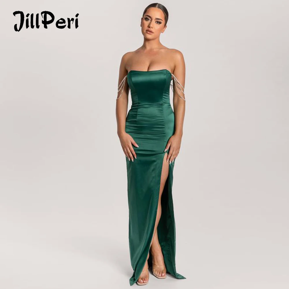 Jillperi Satin Diamante Off Shoulder ...