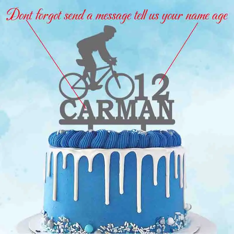 Decoration De Gateau De Cyclisme Personnalise Avec Nom Pour Homme D Age Silhouette De Velo Pour Cycliste Decoration De Gateau Pour Fete D Anniversaire Aliexpress Maison Animalerie