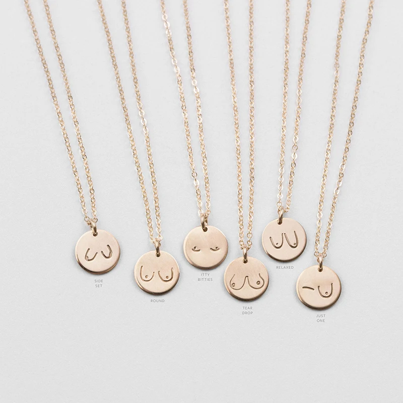 Boobs Necklace Feminist Jewelry Handmade 13MM/16MM Coins Choker