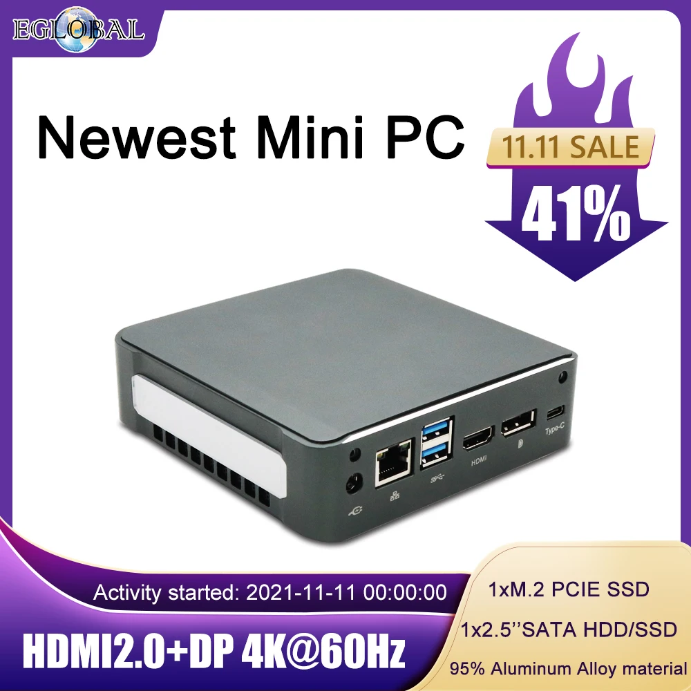 New Mini PC Windows 10 Intel i7-10510U I5-10210U 2*DDR4 M.2 Nuc Ultra Compact PC Barebone Computer Type-C 4K 60Hz HDMI2.0 DP