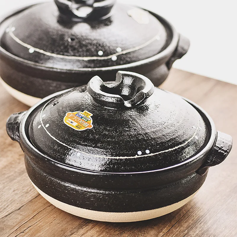 

Imported from Japan Forever Burning Hand-Painted Black Line Pattern mai qiu Straight Exergy Earthenware Pot Olla Soup Pot Stew P