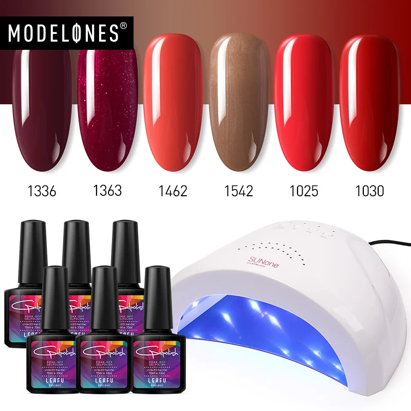 48W LED LAMP KITS Modelones 7Pcs/Lot Nail Lamp Semi Permanent Led Gel Polish Kits Smart Sensor 36W/48W UV Lamp Nail Cure Machine Gel Lacquer Kits - Цвет: 48W LED LAMP KITS