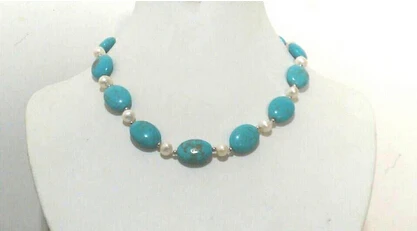 +++818 17&quot white color freshwater pearls and blue necklace | Украшения и аксессуары