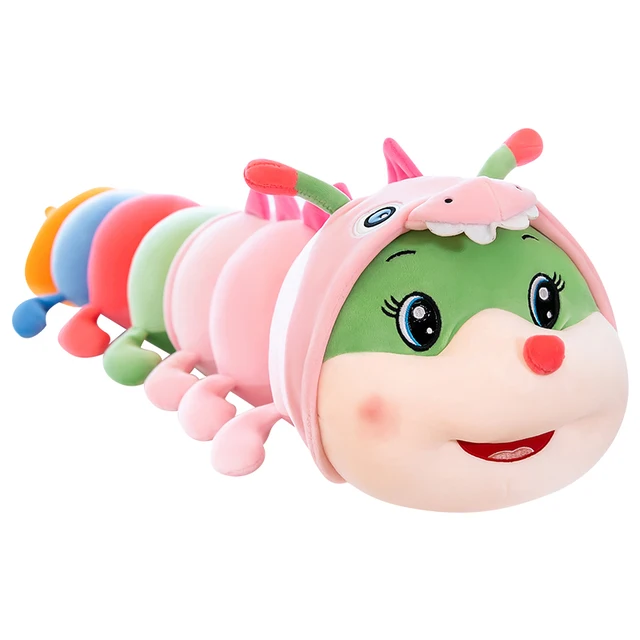 70-150cm Cute Colorful Caterpillar Doll Plush Cosplay Dressed Animal Toy Comforts Children Sleeping Long Pillow Little Girl Gift