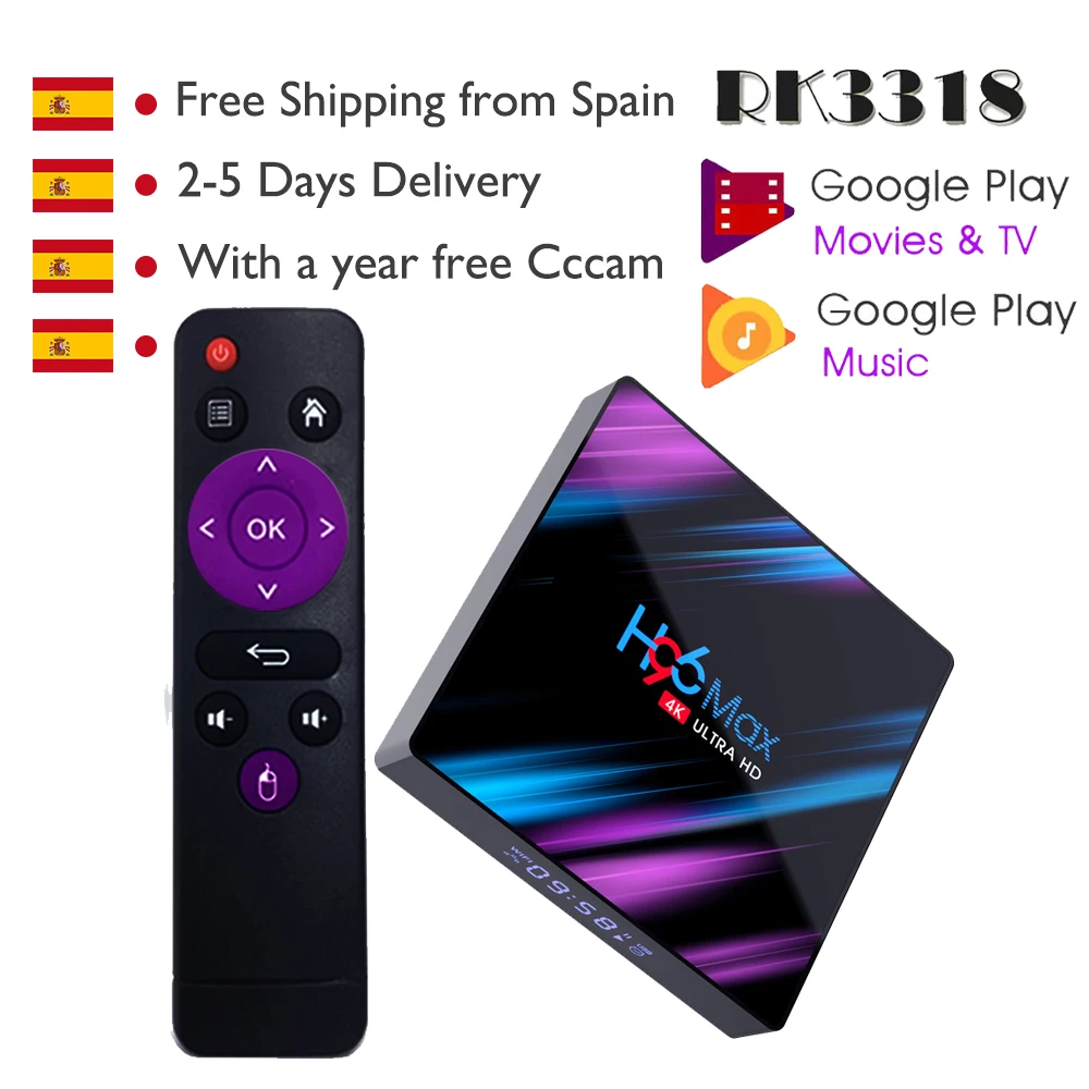 

H96 MAX Smart TV Box Android 9.0 4GB Ram 32GB/64GB Rom Rockchip RK3318 4K USB3.0 H.265 Google Play IP TV Set Top Box PK tx3 mini