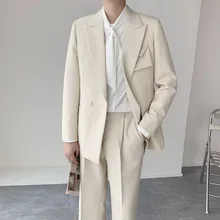 OIMG traje holgado informal para hombre, traje de dos piezas a la moda, para banquete