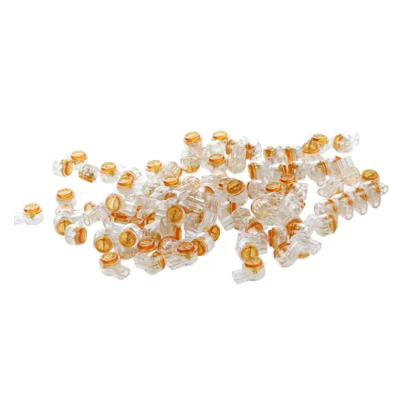 

100 x Air Tight Orange Clear Button Cable UY Butt Splice Connectors